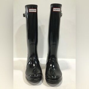 🖤 Hunter Original Gloss Rain Boots Black Women’s Size 9 Waterproof Buckles​